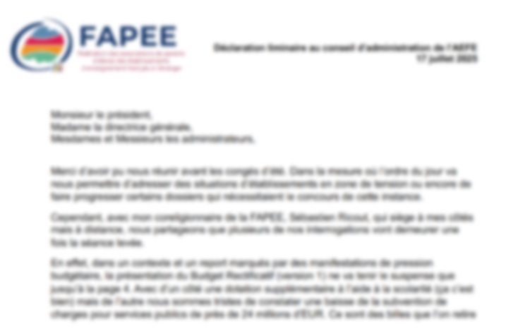 Conseil d’administration de l’AEFE du 17 juillet 25